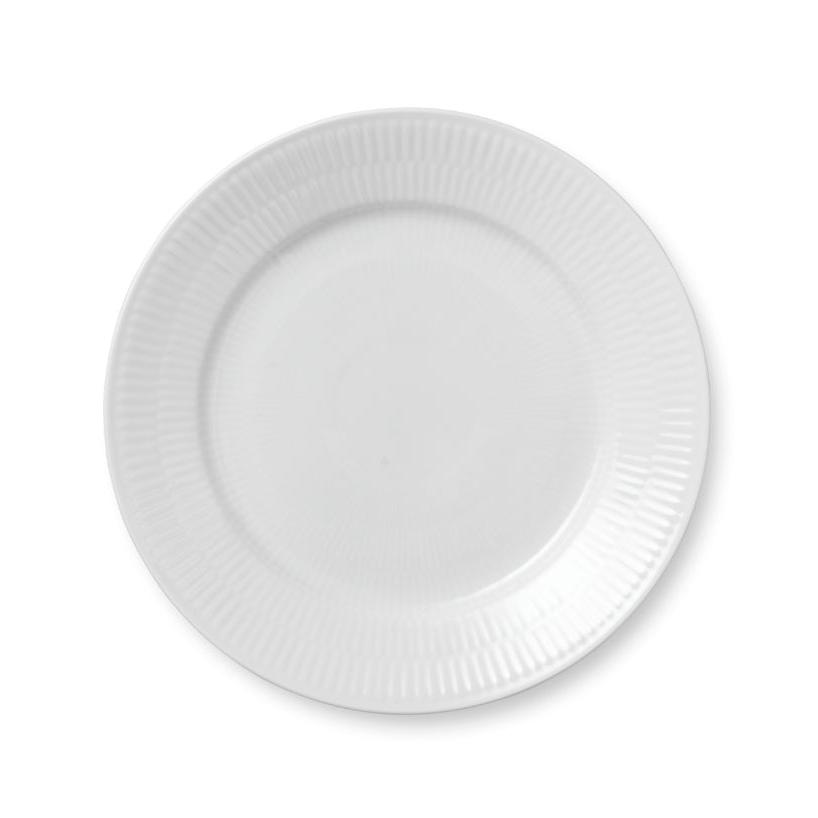 Hvid Riflet tallerken - 22 cm.